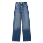 Damejeans med høj talje og brede ben