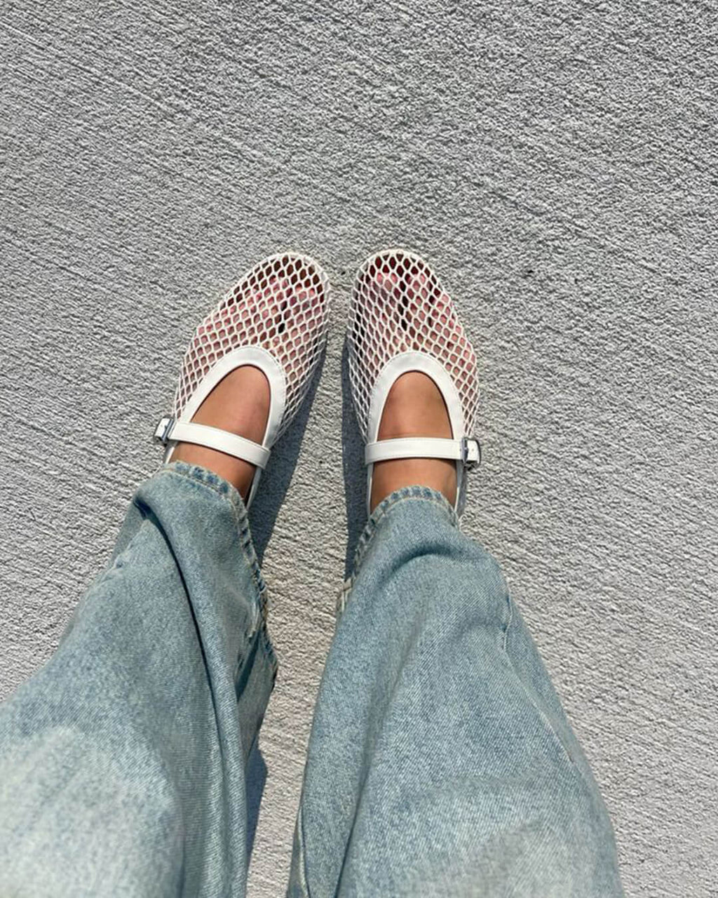 Damskie płaskie buty Mary Jane z siateczki
