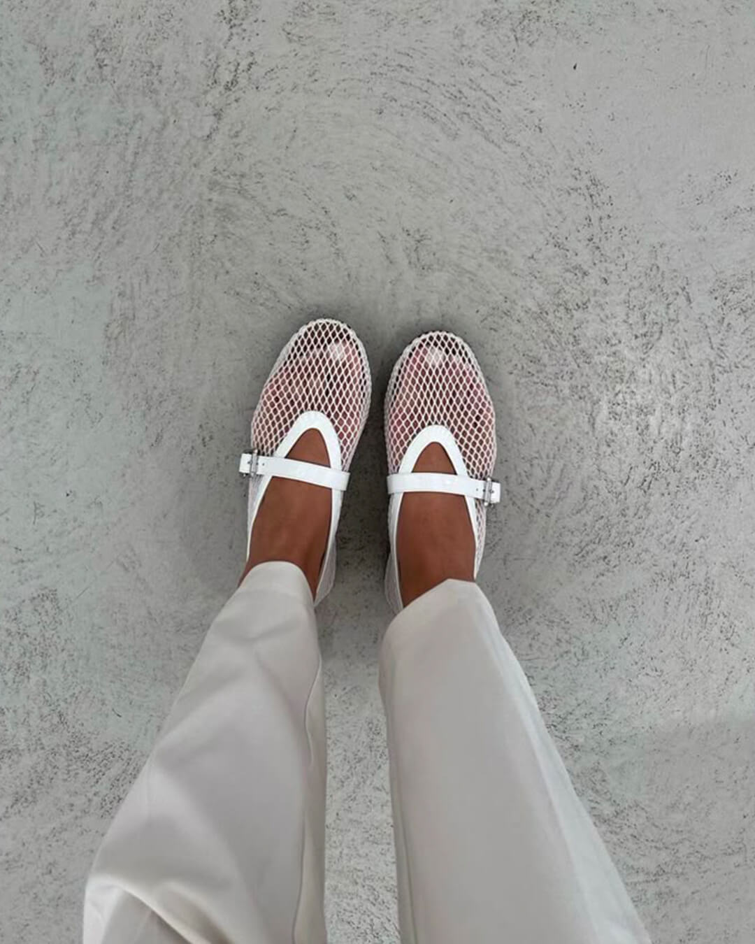 Damskie płaskie buty Mary Jane z siateczki