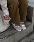Damskie płaskie buty Mary Jane z siateczki