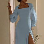 Damen Midikleid mit figurbetonter Form und langen Ärmeln für eleganten Stil
