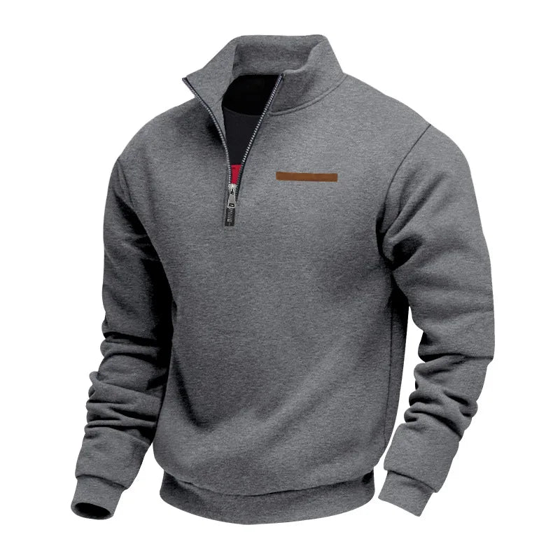 Sweat-shirt pour homme à col zippé quart de zip