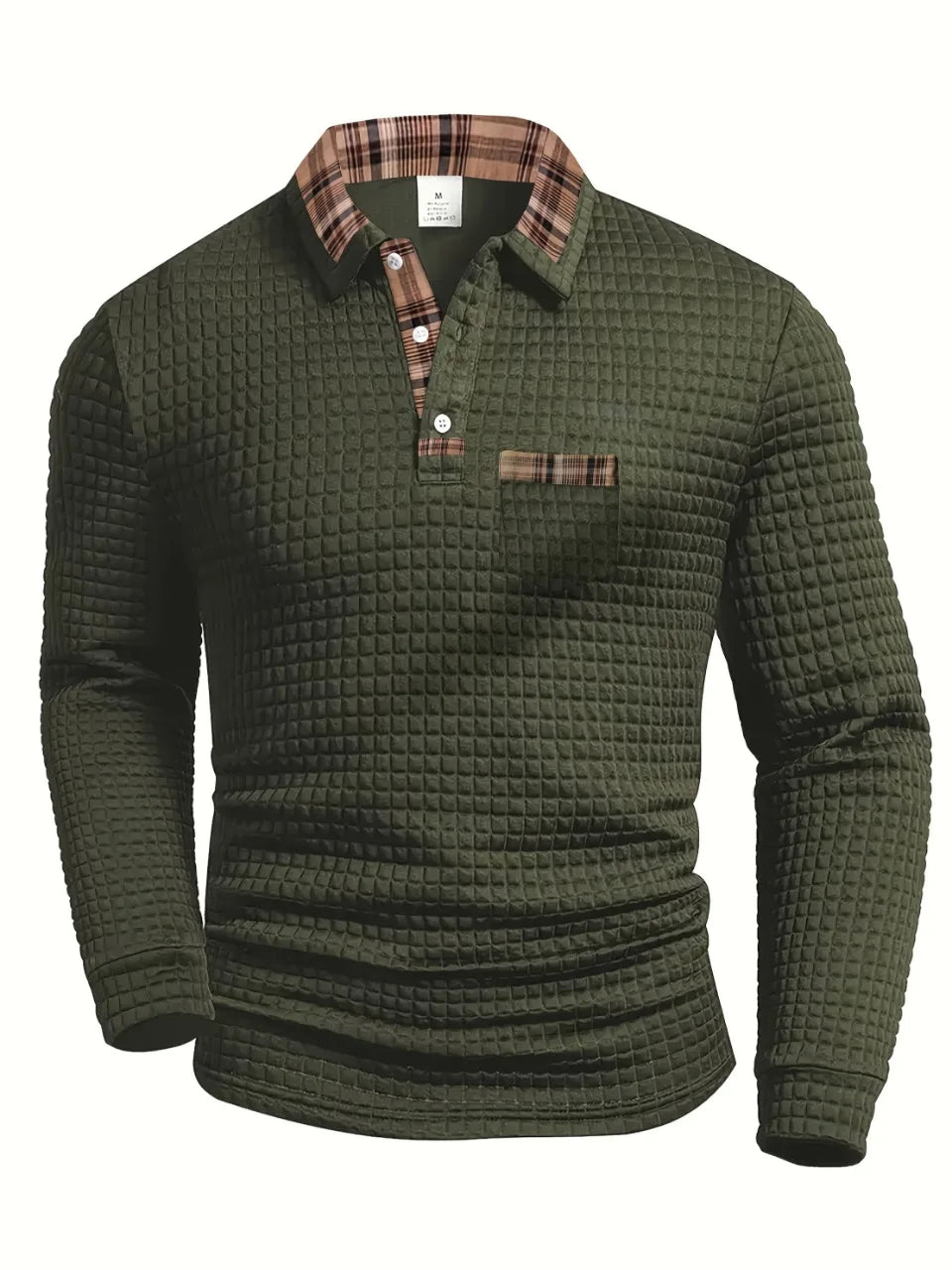 Strukturiertes Langarm-Poloshirt für Herren