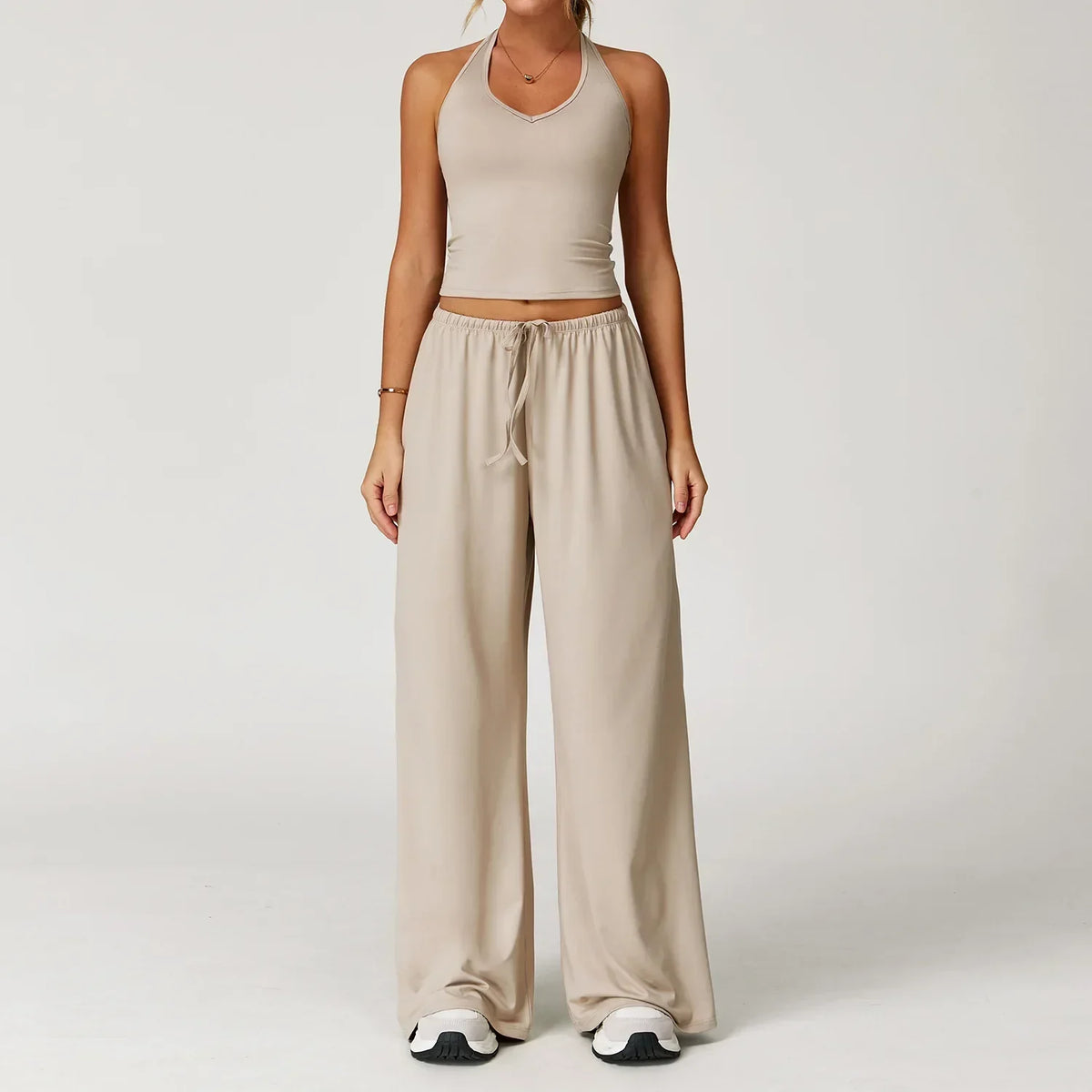 Women's Relaxed Drawstring Palazzo Trousers