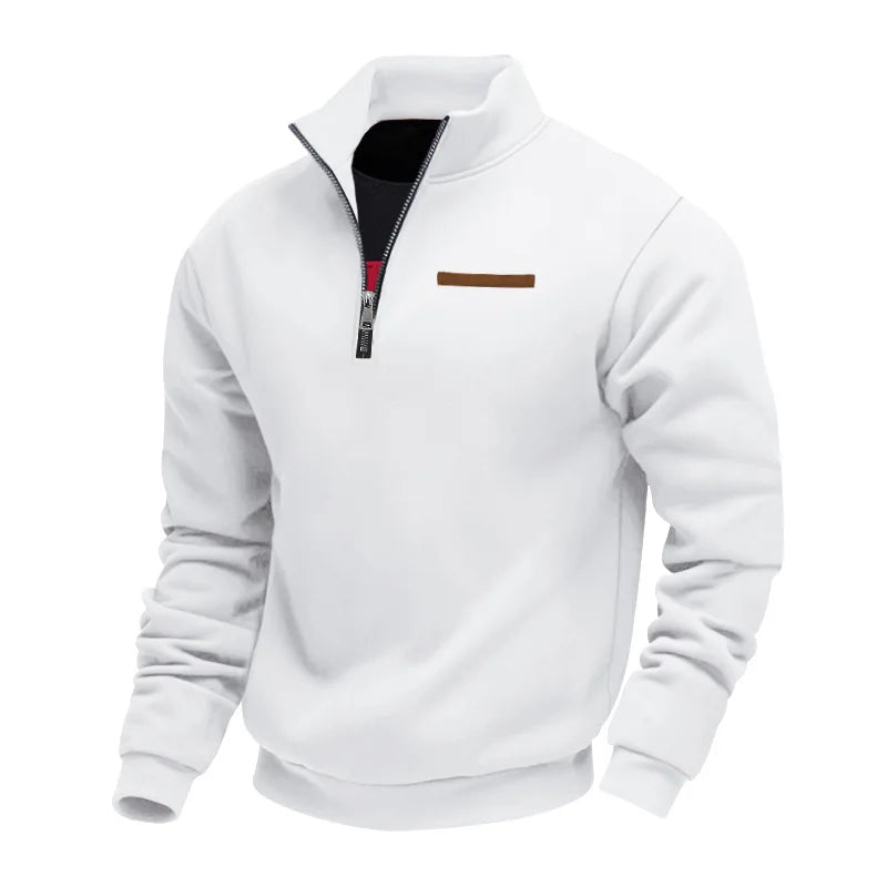 Sweat-shirt pour homme à col zippé quart de zip