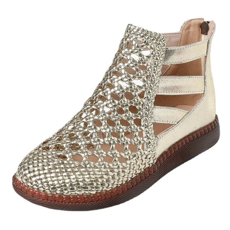 Damen Gewebte Cutout Komfort Knöchelstiefel