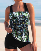 Ensemble tankini imprimé pour femmes avec short garçon
