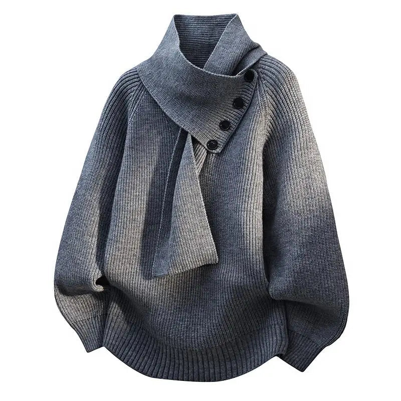 Pull en maille pour femme à col asymétrique