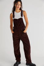 Damen Cord-Overall mit lockerem Schnitt und verstellbaren Trägerdetails