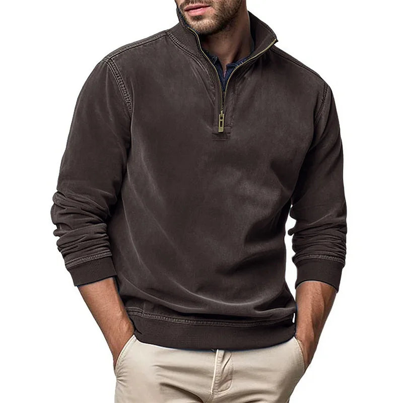 Felpa casual da uomo con cerniera corta