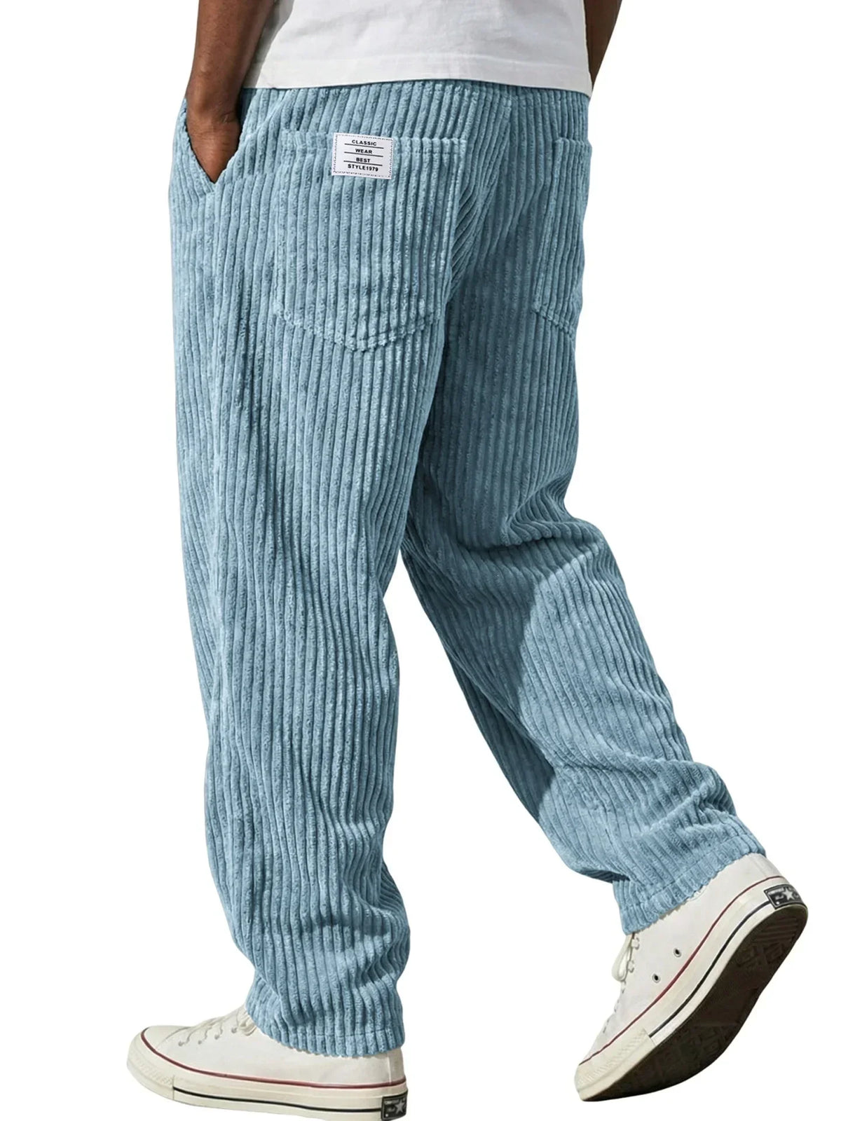 Pantalon décontracté côtelé pour homme