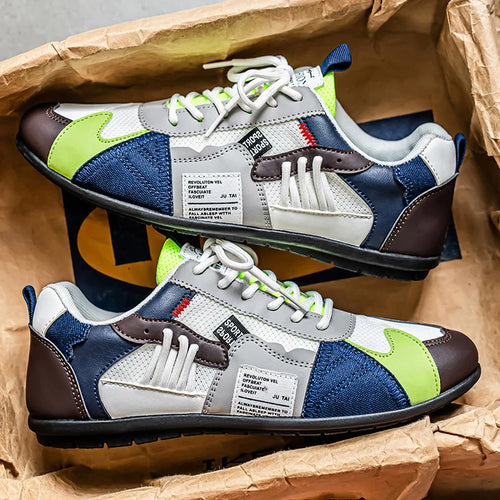 Herrarnas färgblockerade snörade casual promenadsneakers