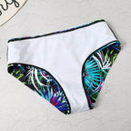 Damen Bikini-Set mit tropischem Muster und hochgeschnittenen Hosen für Strandbekleidung