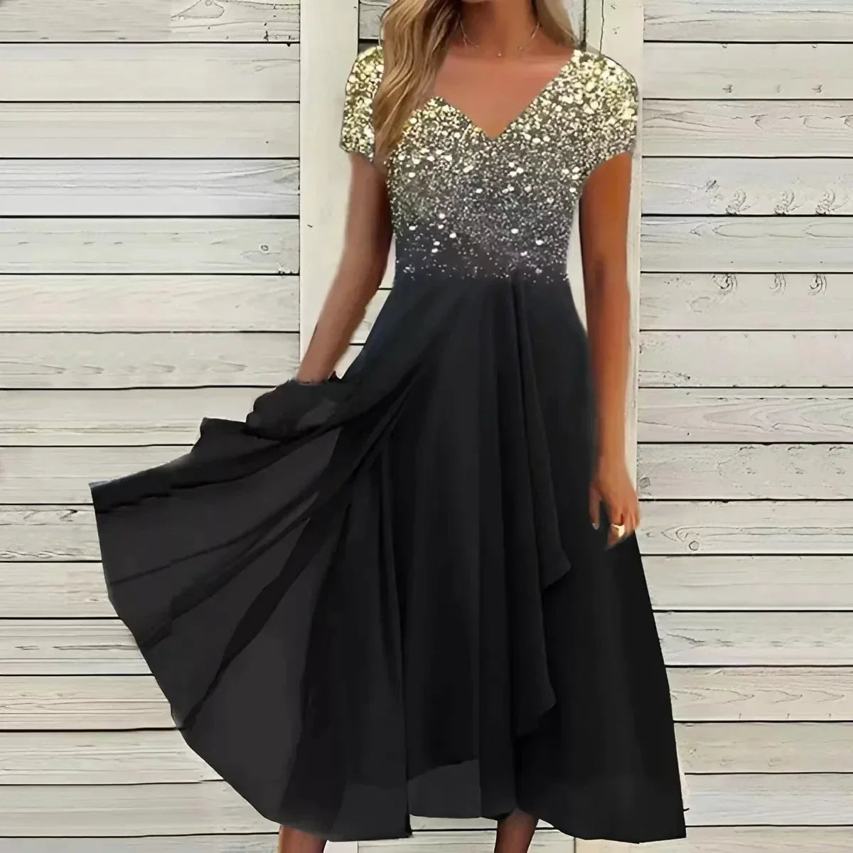 Women Chic Draped Dress with Smooth Fabric and Elegant Flowy Silhouette