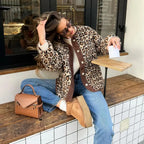 Cardigan da donna con stampa leopardata e bottoni