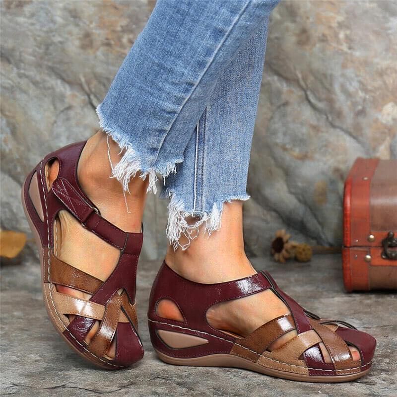Damen Mehrfarbige Komfort-Wandelsandalen mit verstellbaren Klettverschlüssen