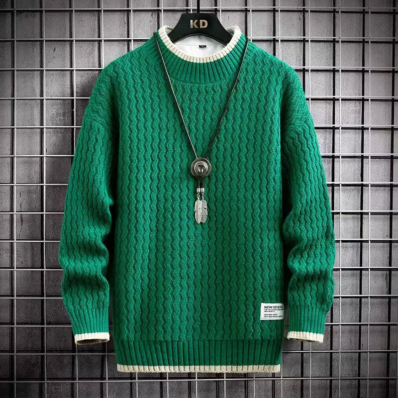 Pull texturé à col rond pour homme