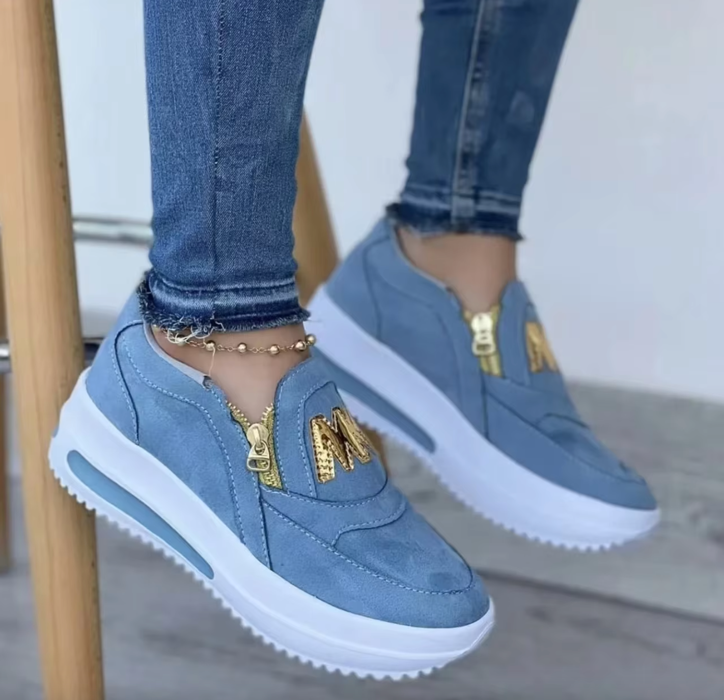 Zapatillas de plataforma para mujer con cremallera frontal
