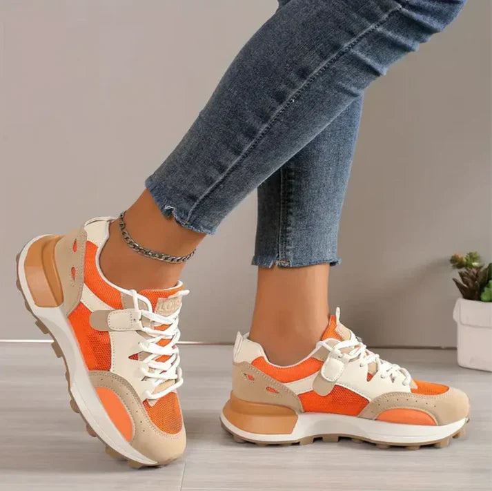 Damen Colour-Block-Sneaker mit atmungsaktivem Mesh und gepolsterter Sohle für Komfort