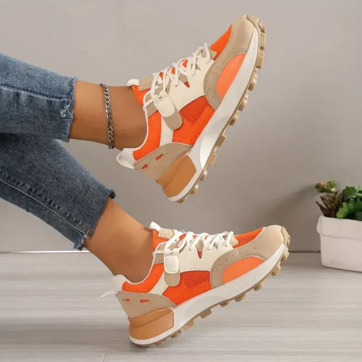 Damen Colour-Block-Sneaker mit atmungsaktivem Mesh und gepolsterter Sohle für Komfort