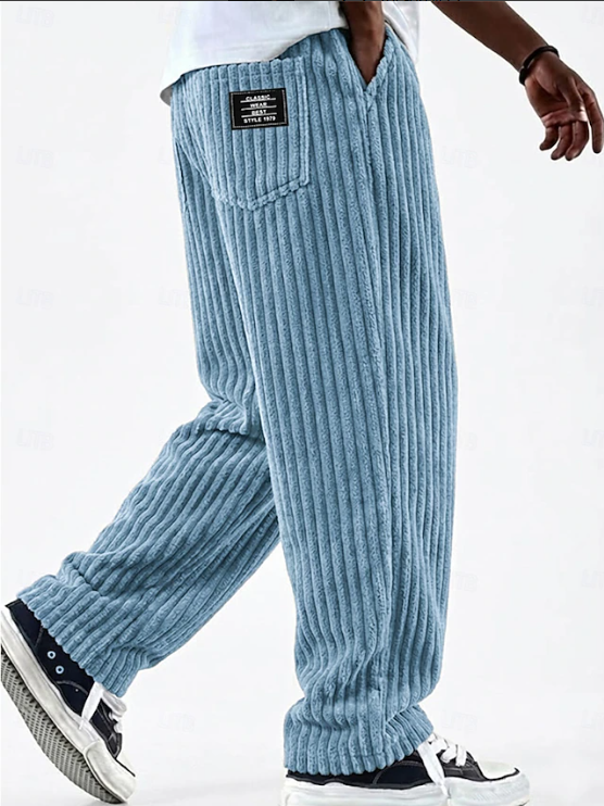 Pantalon lounge décontracté droit en maille côtelée pour homme