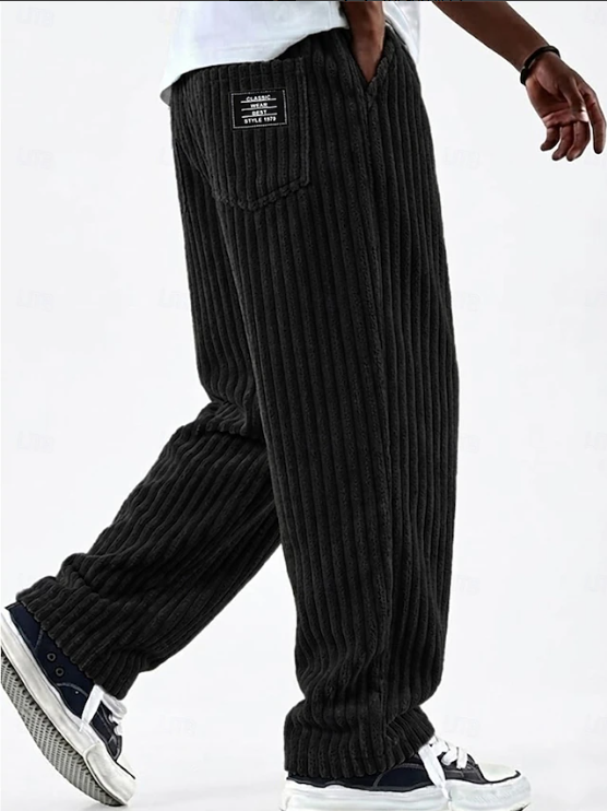 Pantalon lounge décontracté droit en maille côtelée pour homme