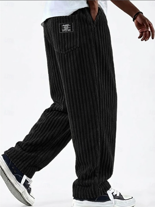 Pantalon lounge décontracté droit en maille côtelée pour homme