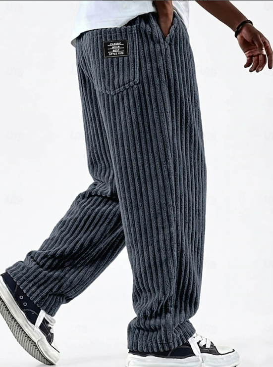 Pantalon lounge décontracté droit en maille côtelée pour homme