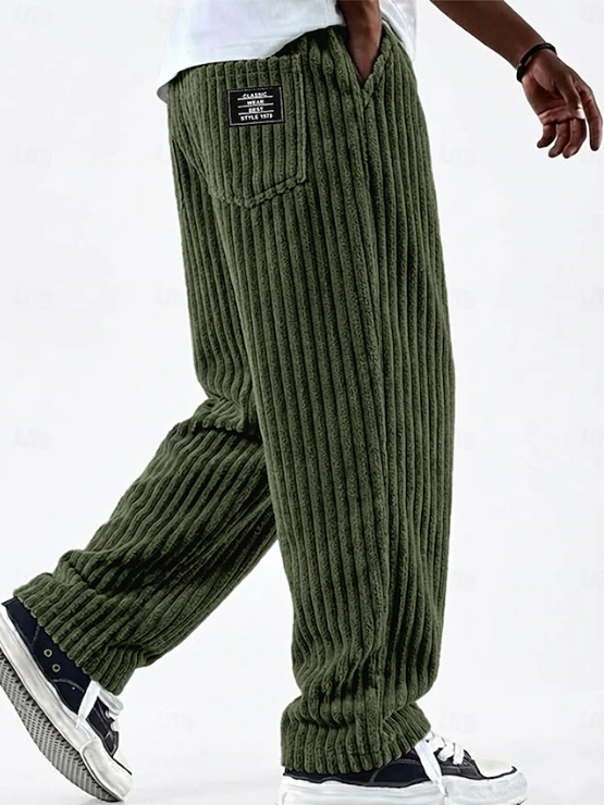Pantalon lounge décontracté droit en maille côtelée pour homme