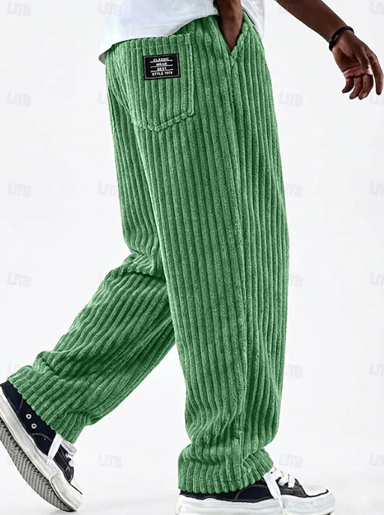 Pantalon lounge décontracté droit en maille côtelée pour homme