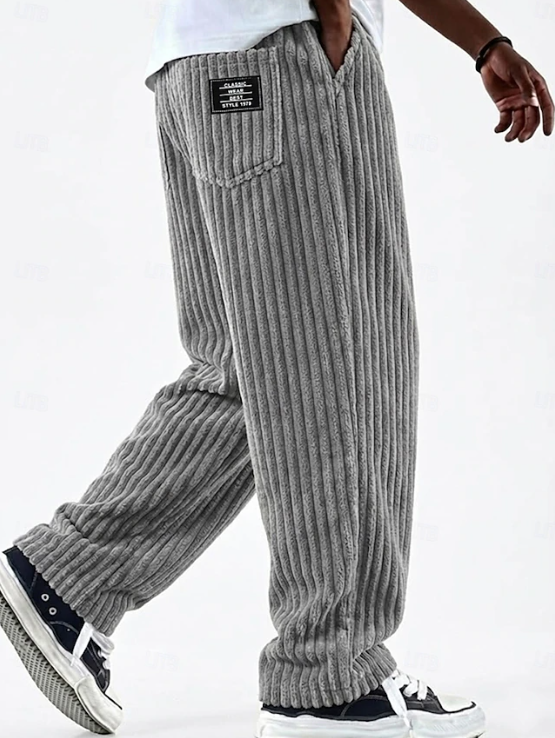 Pantalon lounge décontracté droit en maille côtelée pour homme