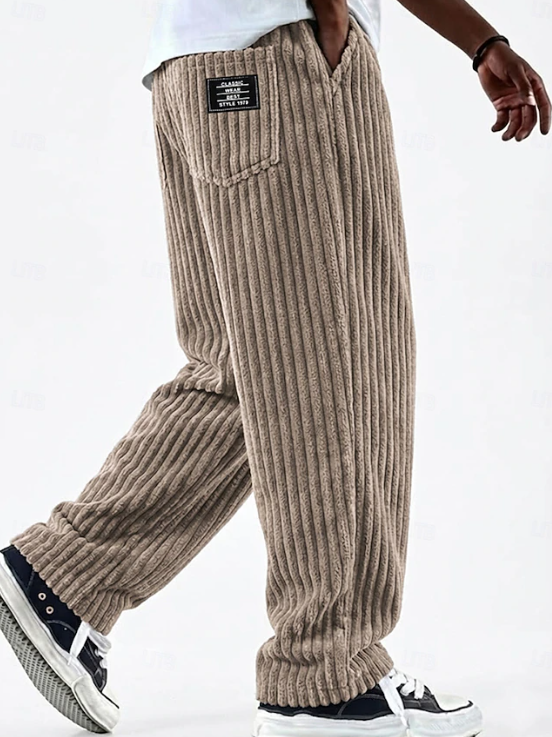 Pantalon lounge décontracté droit en maille côtelée pour homme