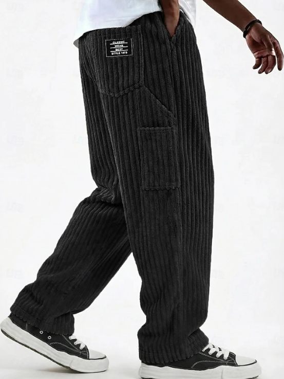 Pantalon lounge décontracté droit en maille côtelée pour homme