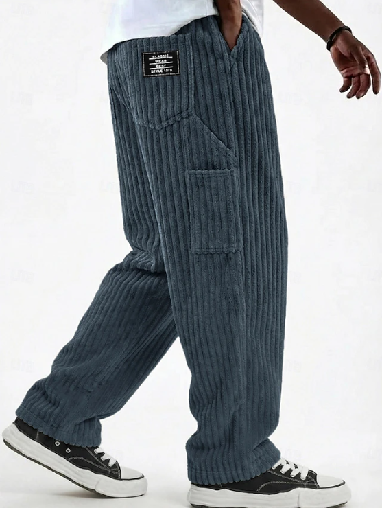 Pantalon lounge décontracté droit en maille côtelée pour homme