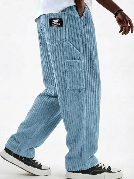 Pantalon lounge décontracté droit en maille côtelée pour homme