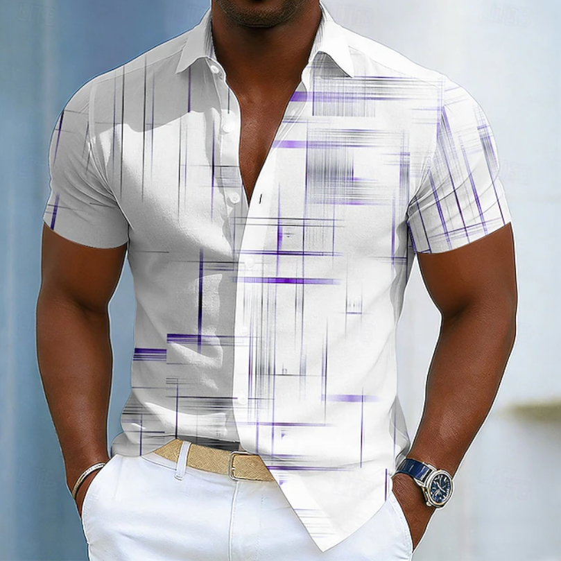 Herren-Kurzarmhemd mit geometrischem Muster