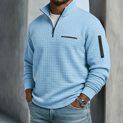 Sweat-shirt à fermeture quart de zip texturé pour homme