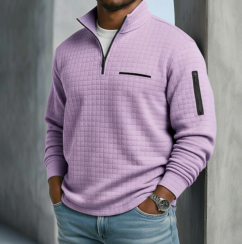 Sweat-shirt à fermeture quart de zip texturé pour homme