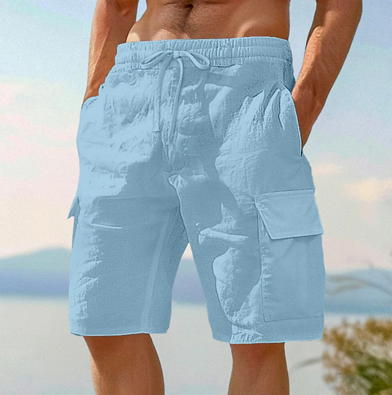 Short de plage décontracté à poches cargo et cordon de serrage pour homme