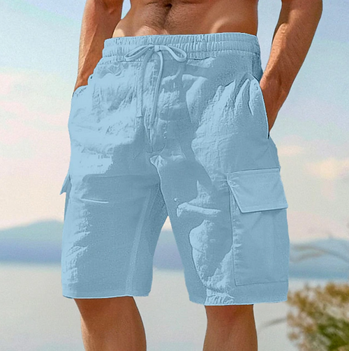 Short de plage décontracté à poches cargo et cordon de serrage pour homme