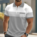 Herren-Poloshirt mit gestreiftem Viertel-Reißverschluss und Brusttasche