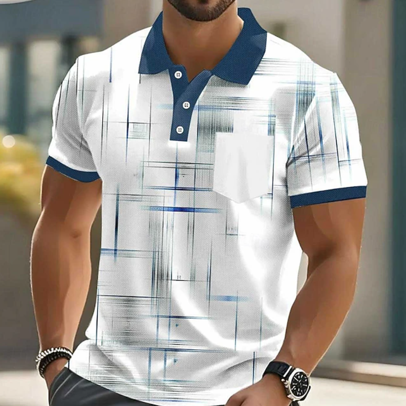 Poloshirt til mænd med geometrisk mønster