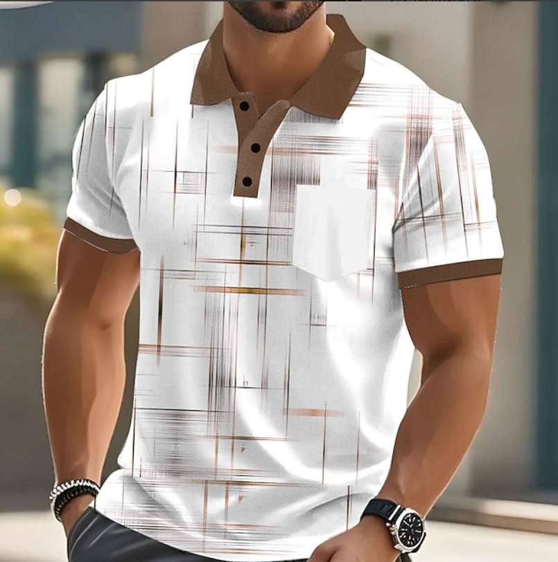 Herren-Poloshirt mit geometrischem Muster