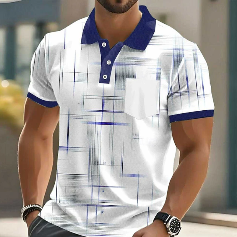 Herren-Poloshirt mit geometrischem Muster