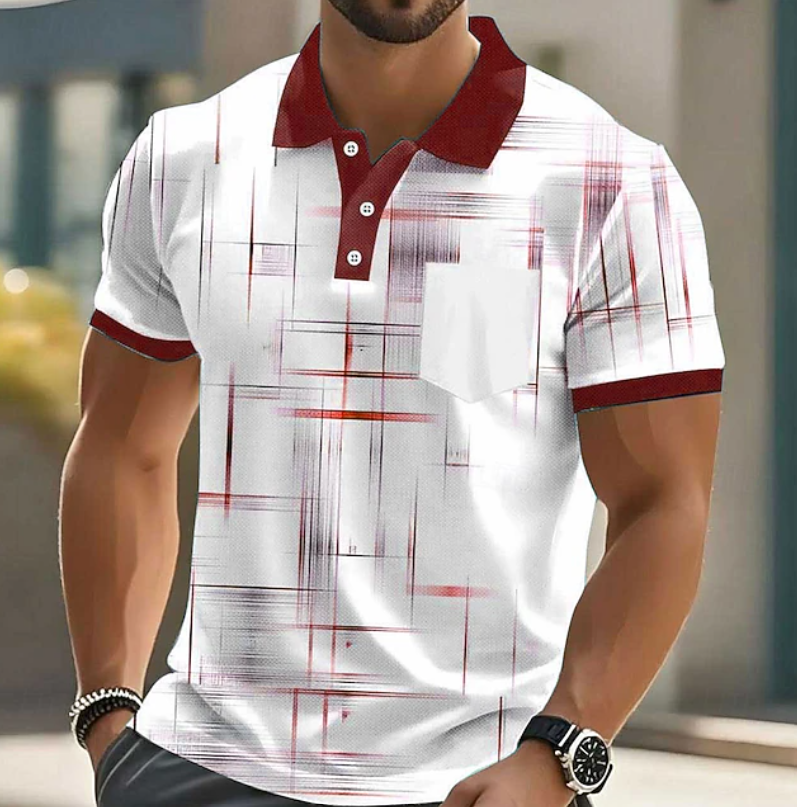 Herren-Poloshirt mit geometrischem Muster