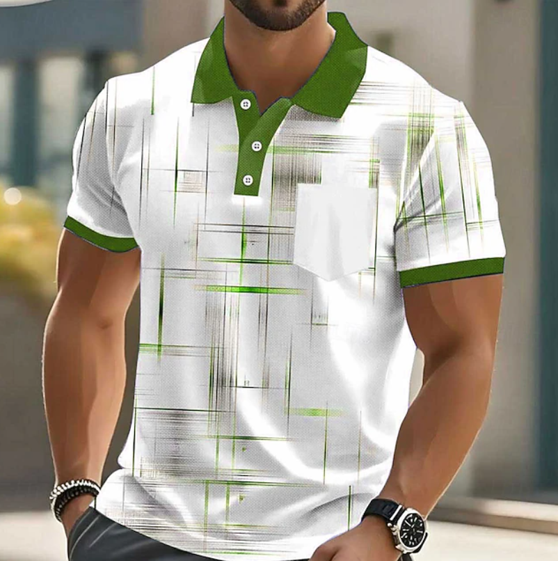 Herren-Poloshirt mit geometrischem Muster