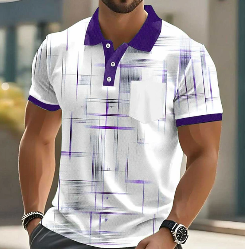Herren-Poloshirt mit geometrischem Muster
