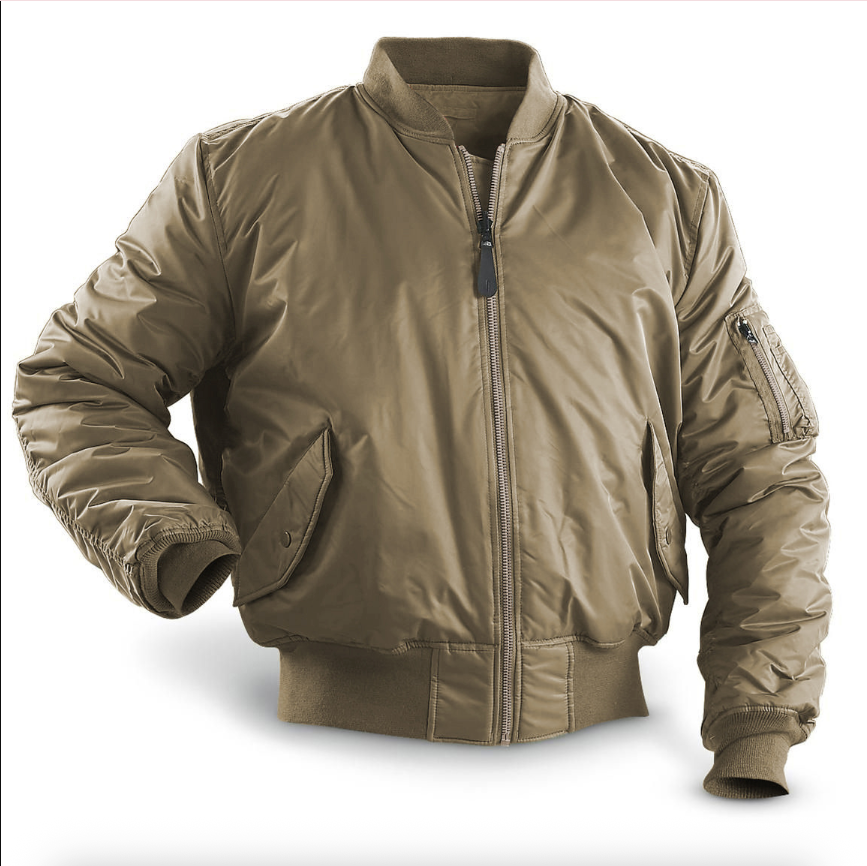 Men's Bomber Jacket with Quilted Lining and Zip Pockets