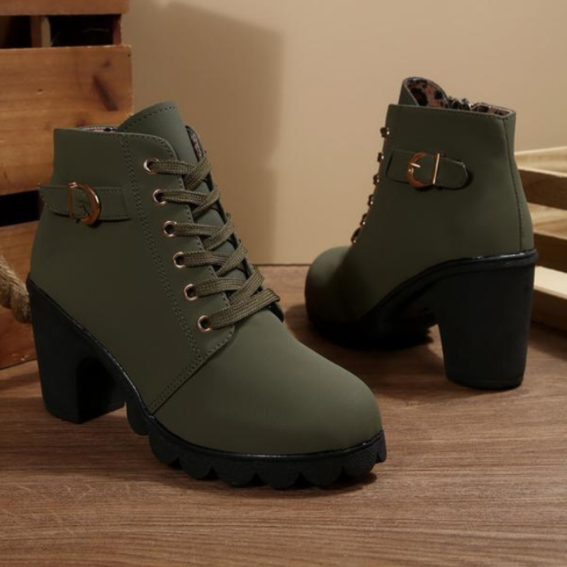 Bottes à talon bloc à lacets pour femmes