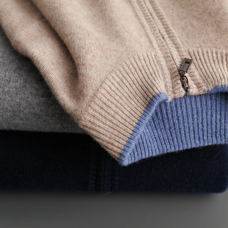Men's Minimalist Zip-Up Knit Cardigan